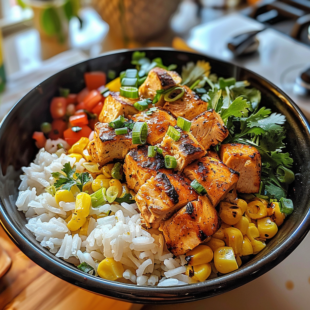 Street Corn Chicken Rice Bowl