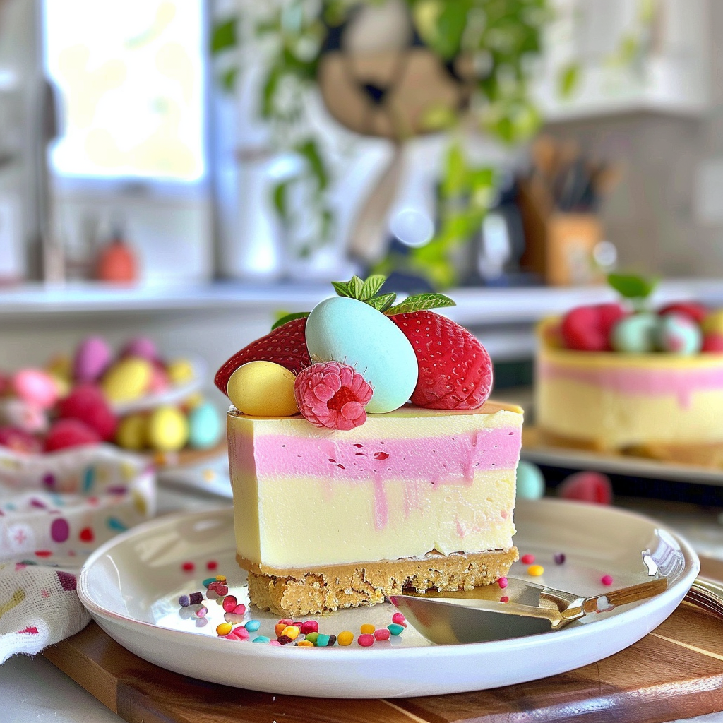 Easter Mini Cheesecakes on a Platter