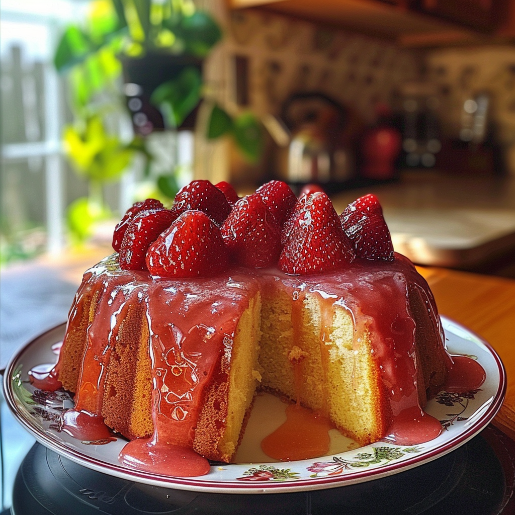 Strawberry Cheesecake Pound Cake Slice