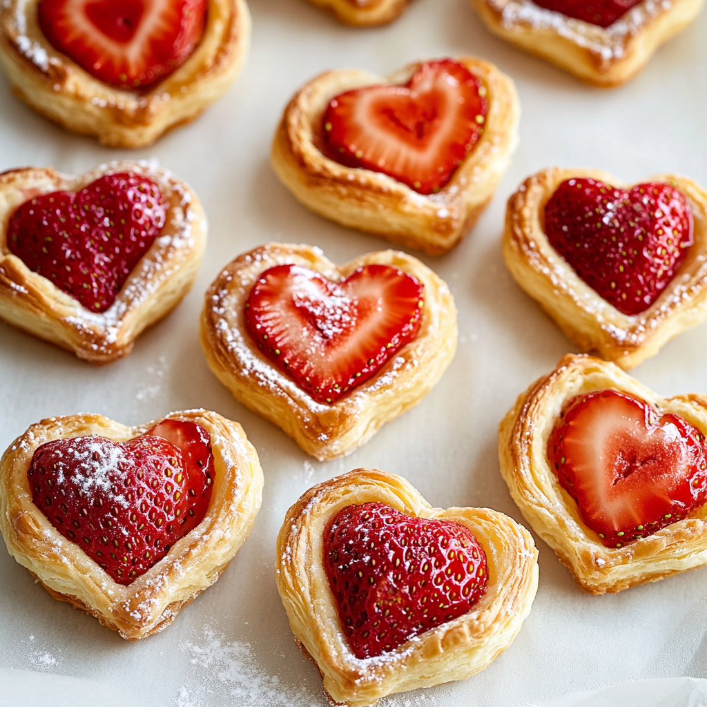 Strawberry Puff Pastry Hearts