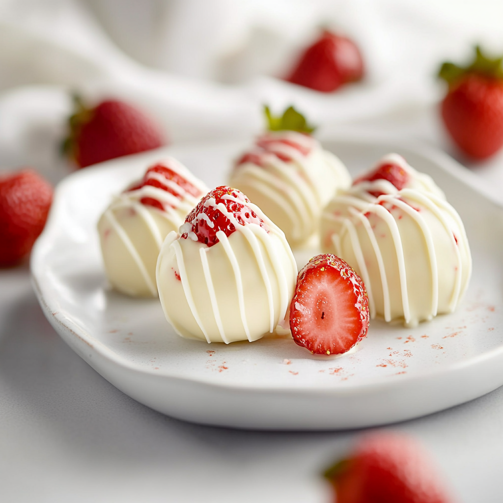 White Chocolate Strawberry Truffles