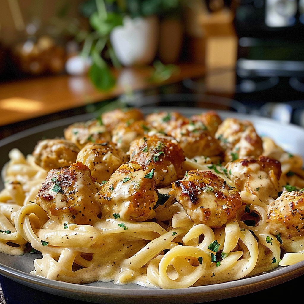 Garlic Butter Chicken Bites on a Plate