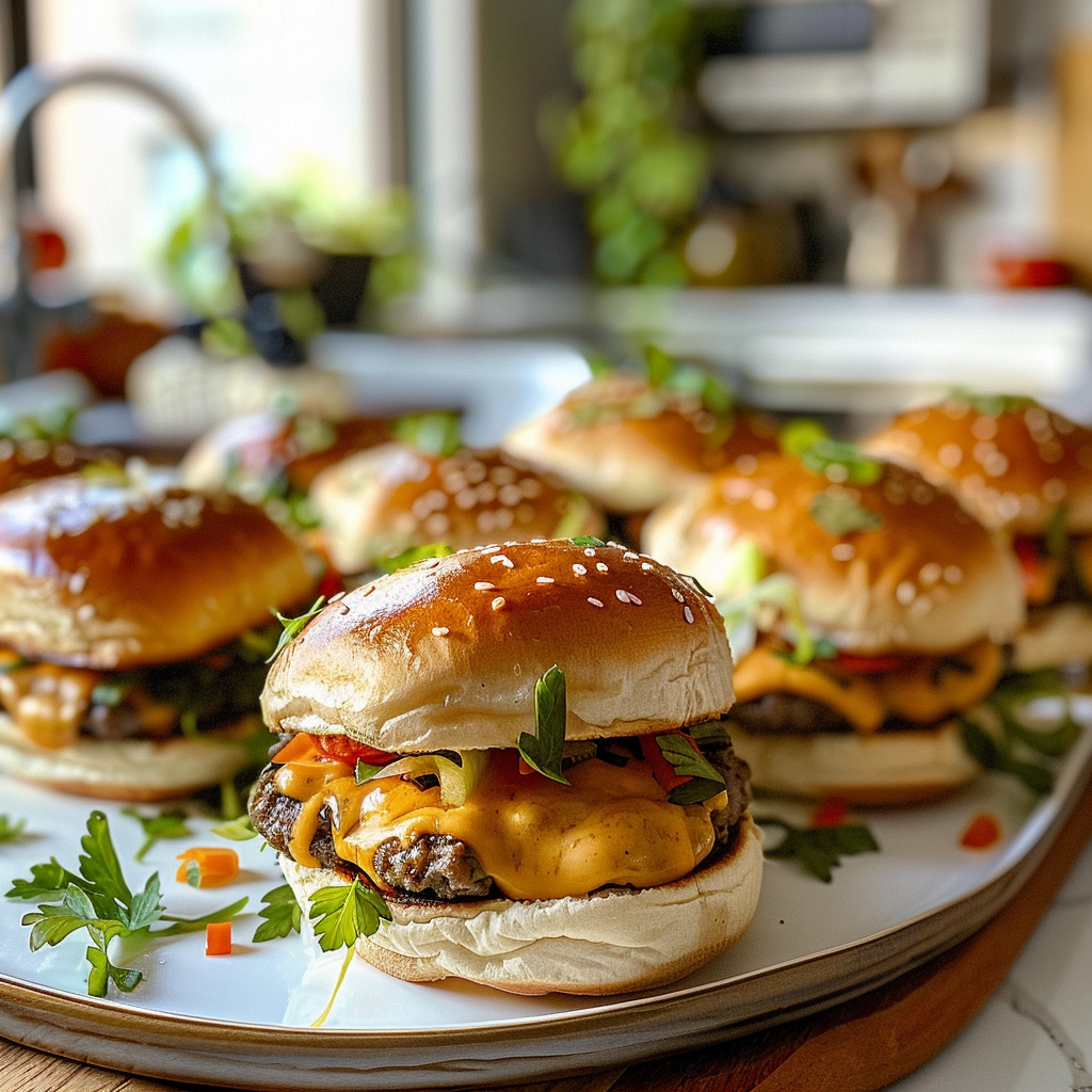 Cheeseburger Sliders Ready to Serve