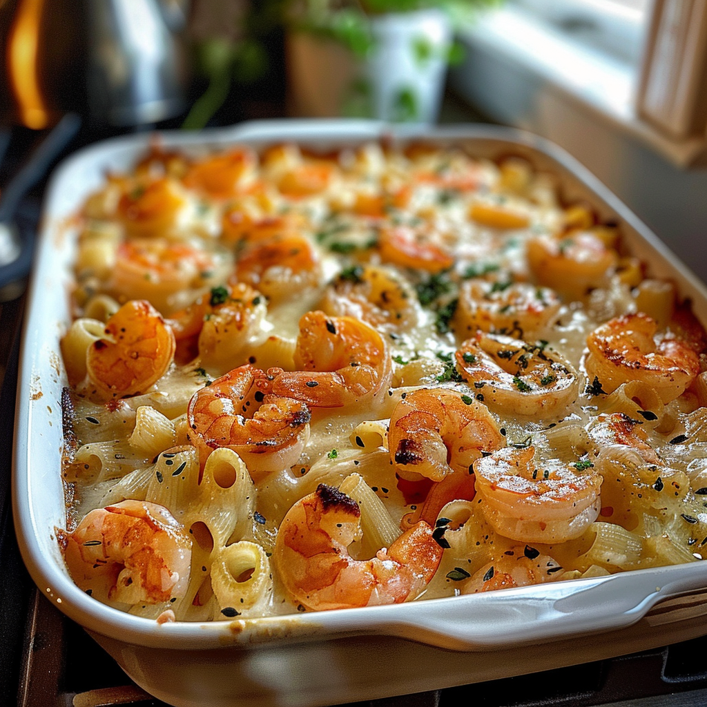 Shrimp Scampi Pasta Bake