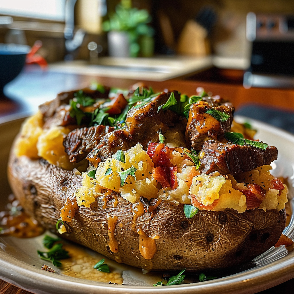 Loaded Baked Potato with Steak Bites