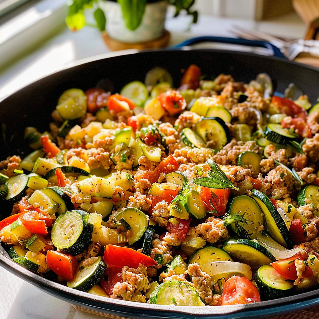 Ground Turkey and Zucchini Skillet Dish