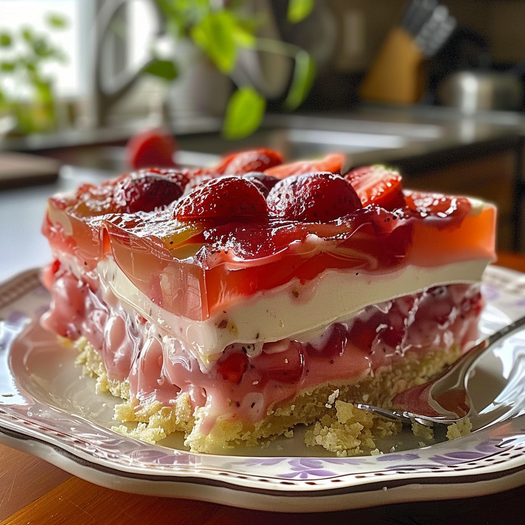 No-Bake Strawberry Jello Lasagna