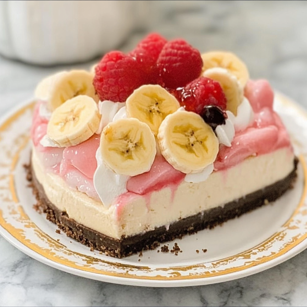 No Bake Banana Split Cheesecake