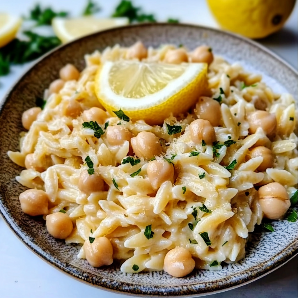 Creamy Lemon Ricotta Orzo with Chickpeas