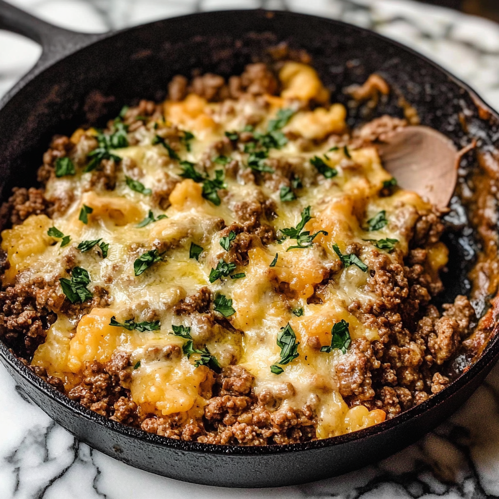 Keto Cheesy Ground Beef Skillet Recipe