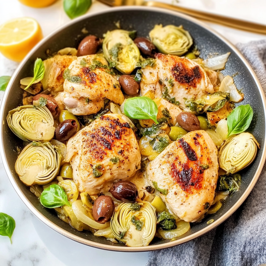 Mediterranean Chicken with Olives & Artichokes