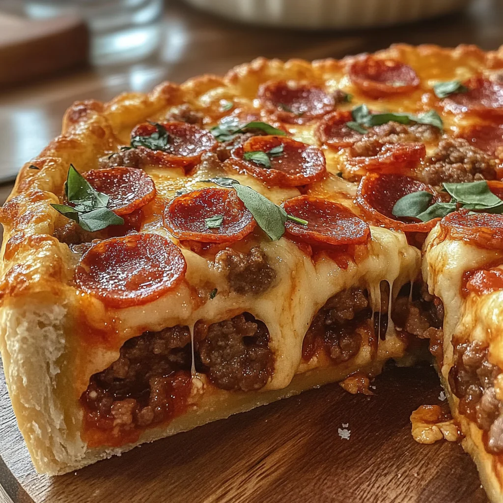 Deep Hamburger, Sausage & Pepperoni Pie Recipe