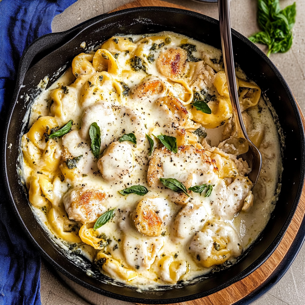 Creamy Pesto Chicken Tortellini Recipe