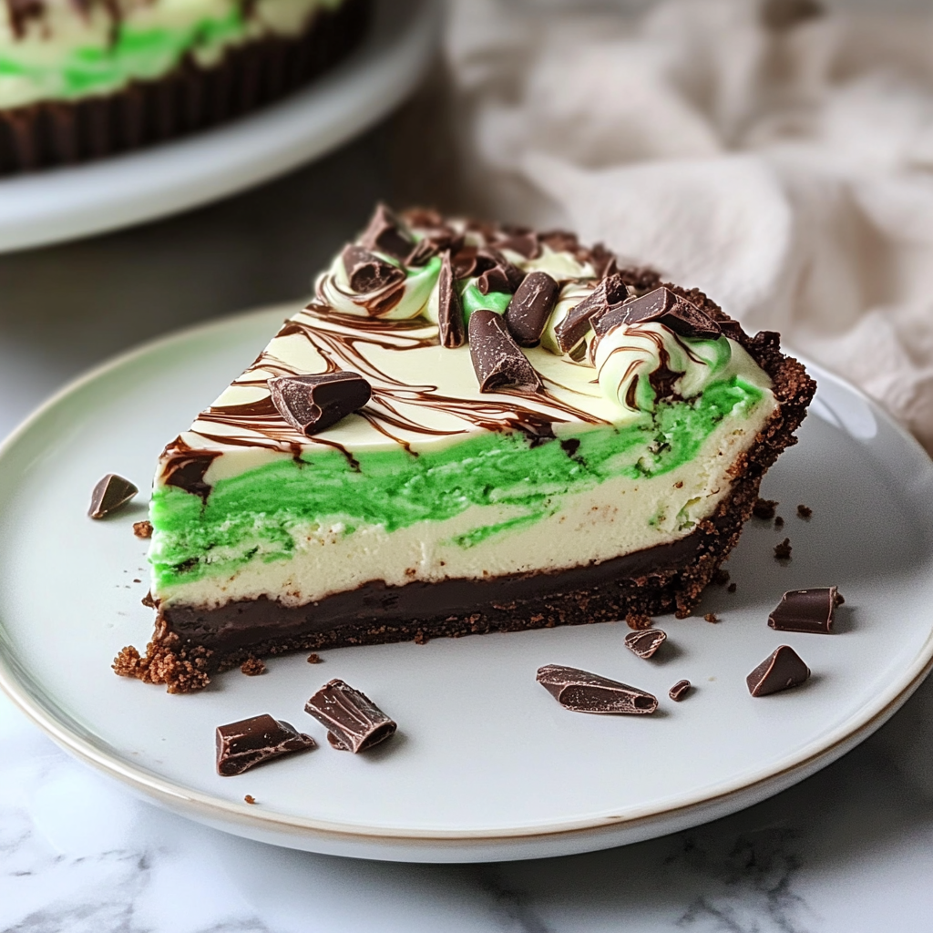 Mint Chocolate Swirl Cheesecake Pie Recipe