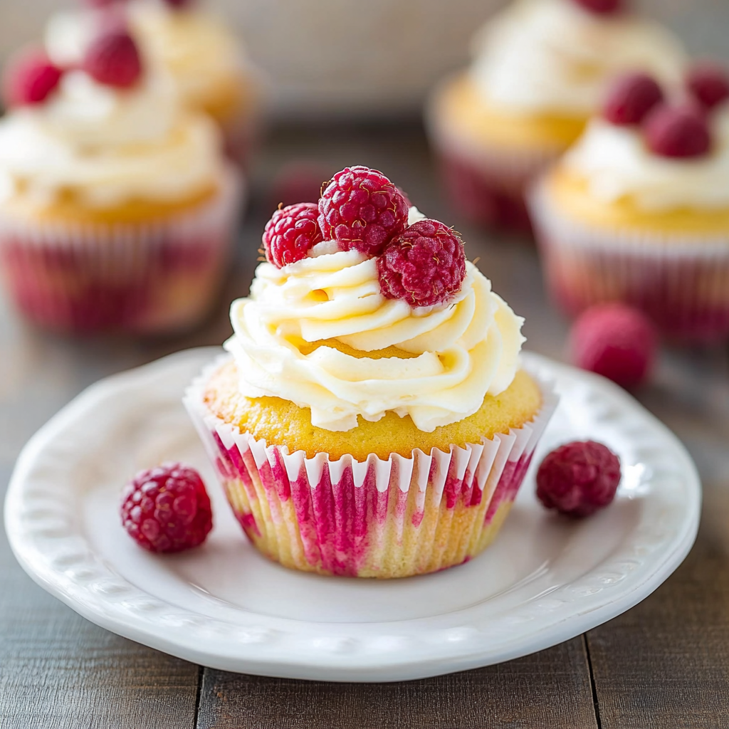 Fluffy Lemon Raspberry Cupcakes