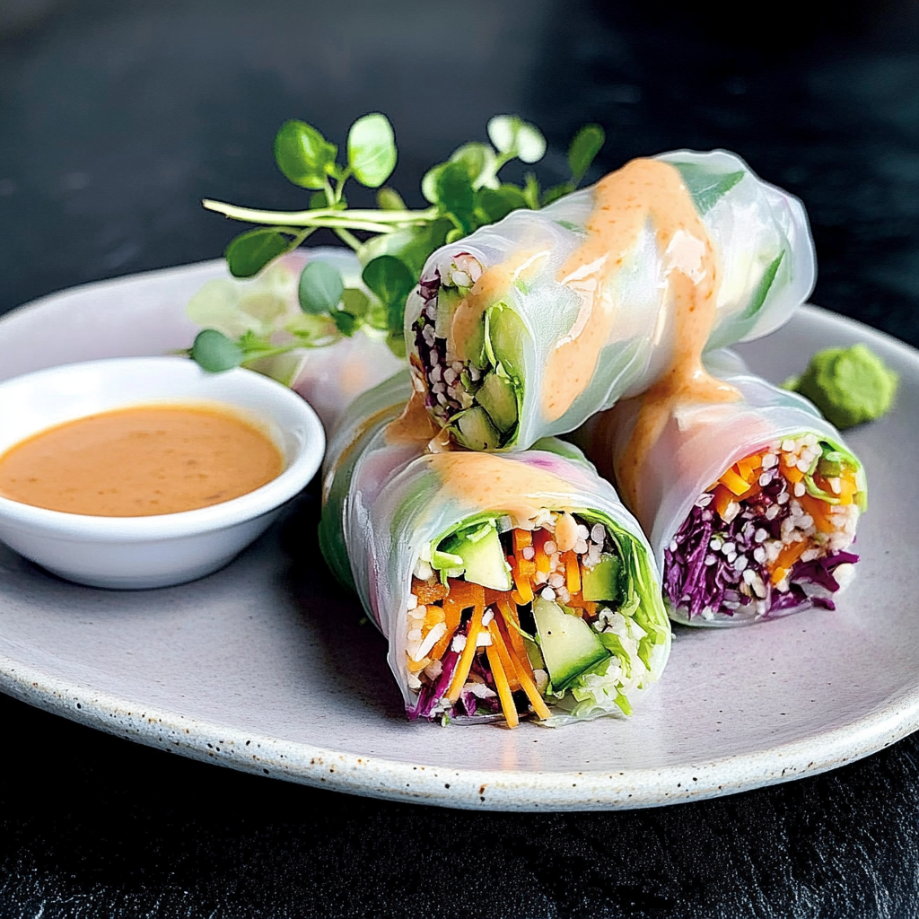 Rainbow Summer Rolls with Peanut Sauce Recipe