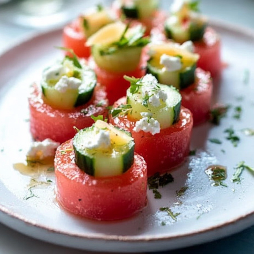 Watermelon Feta Cucumber Bites Recipe