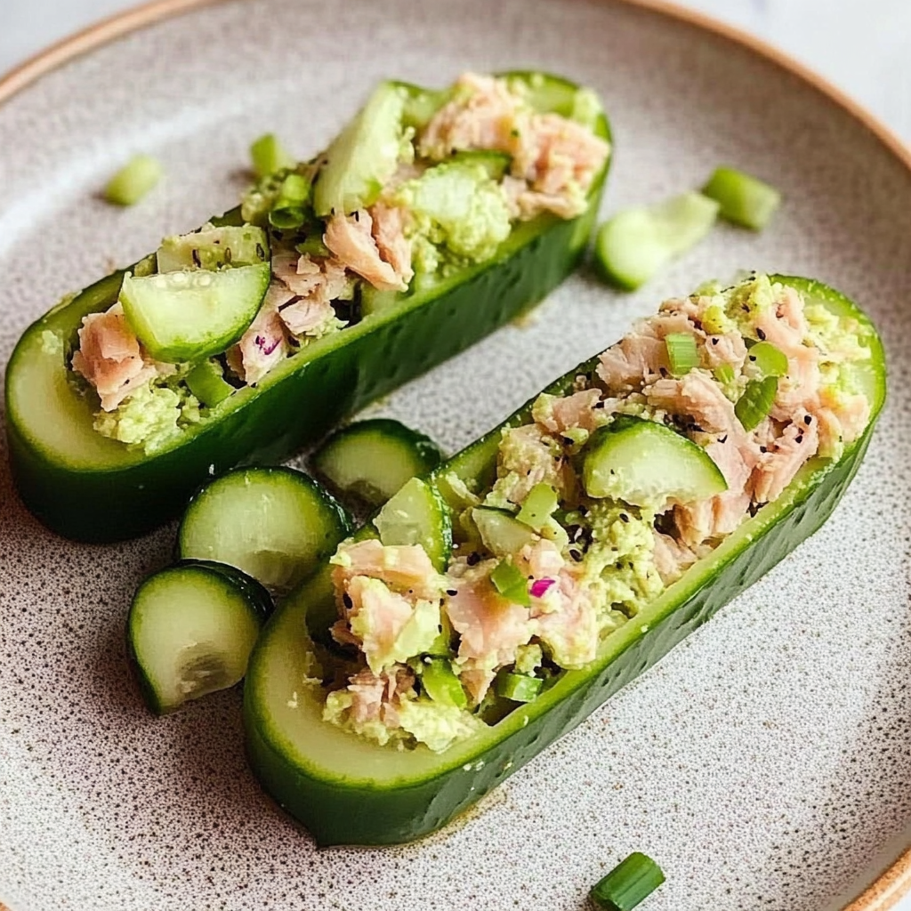 Zesty Avocado Tuna-Stuffed Cucumber Boats Recipe