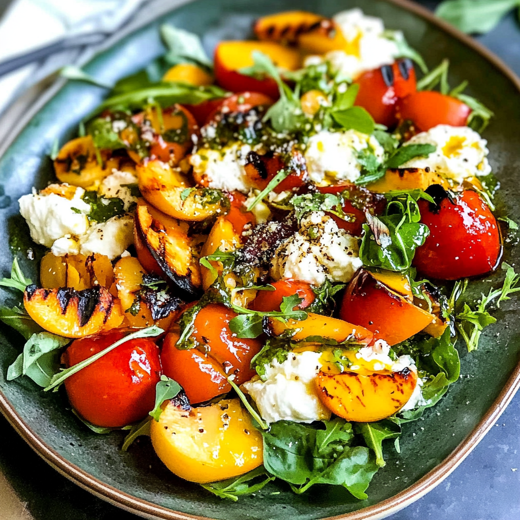 Grilled Peach and Burrata Salad Recipe