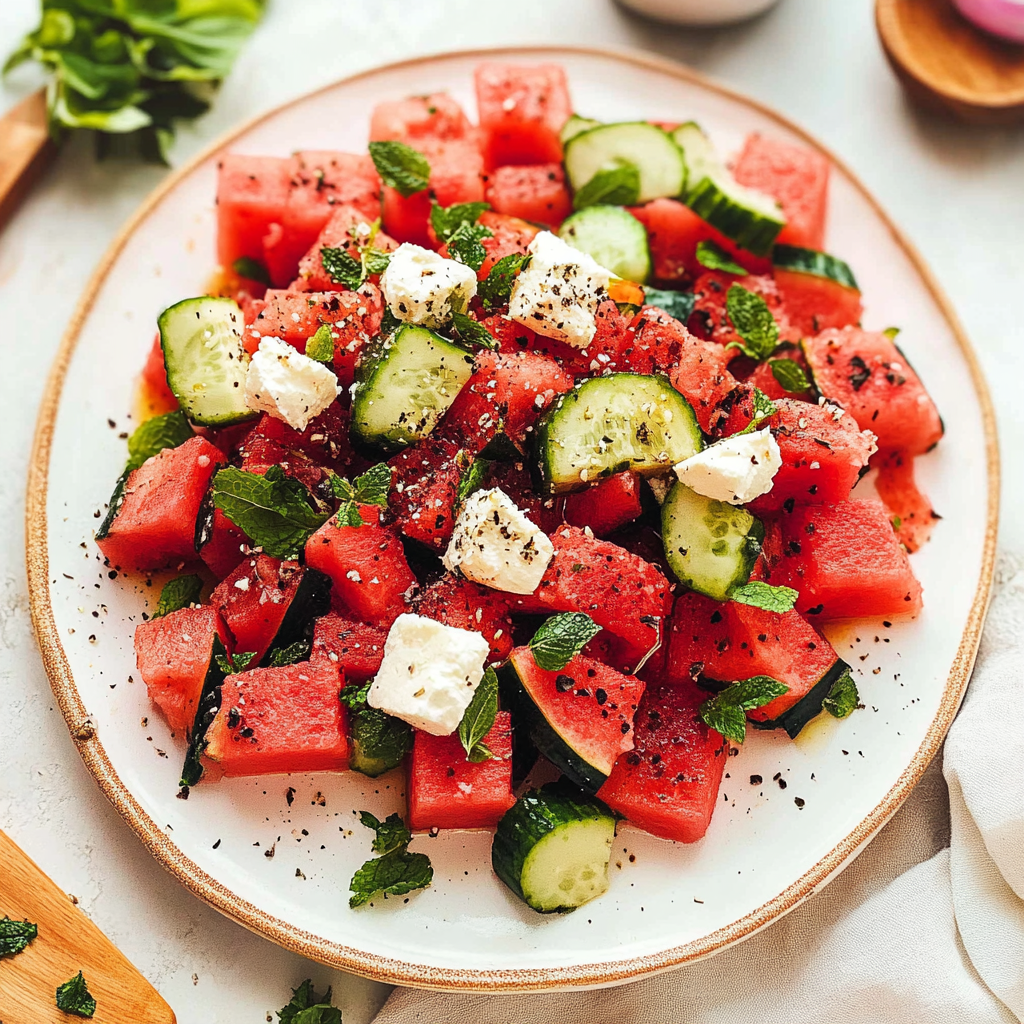 Watermelon Salad with Whipped Feta