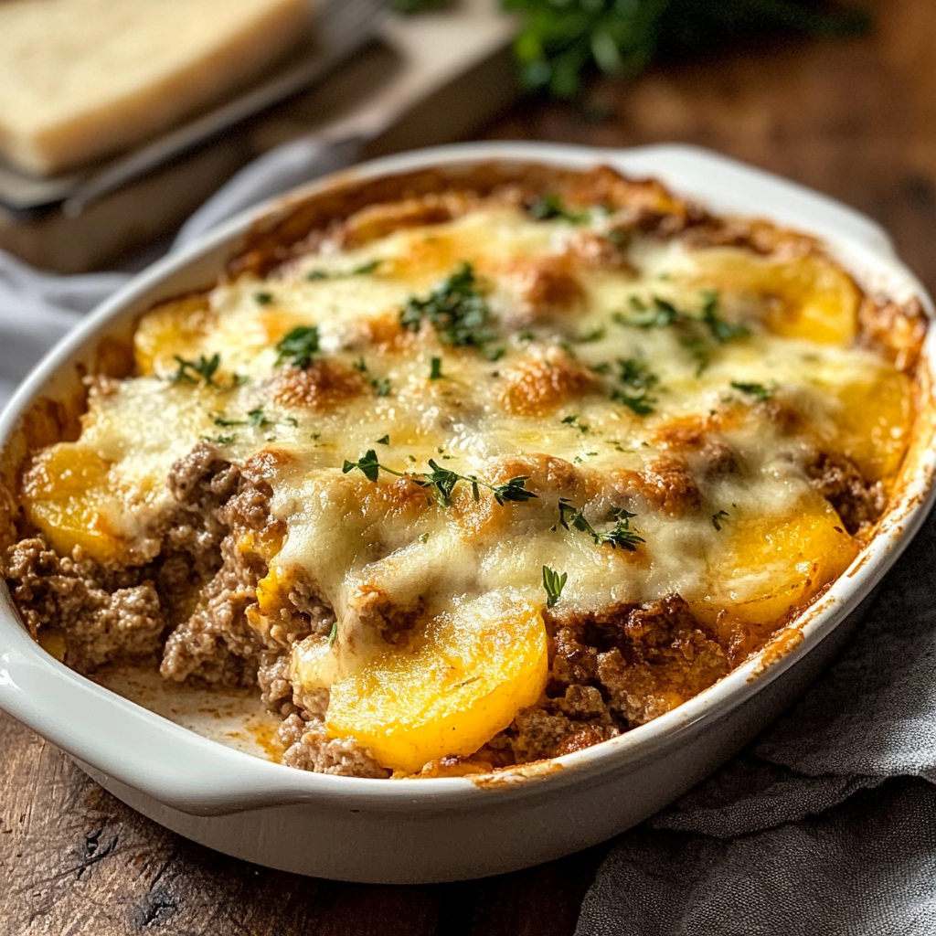 Cheesy Hamburger Potato Casserole Recipe