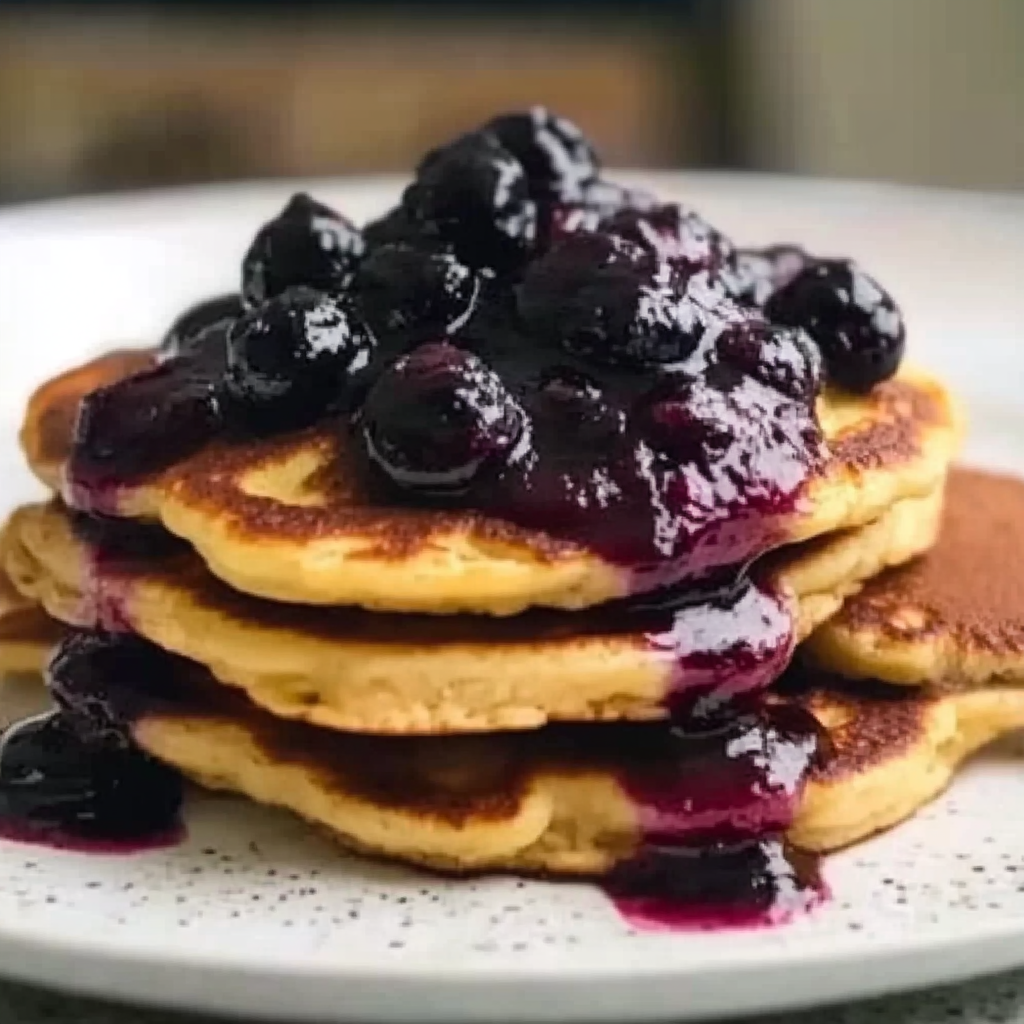 Ricotta Pancakes with Salted Blueberry Butter