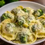 Creamy Date Night Broccoli Alfredo Ravioli