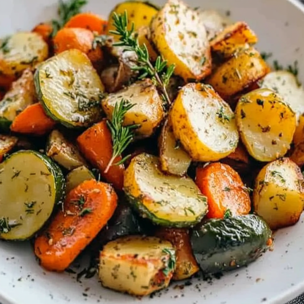 Garlic Herb Roasted Potatoes, Carrots & Zucchini