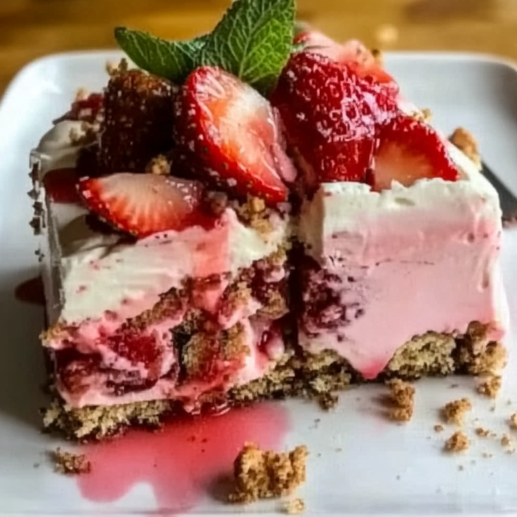 Strawberry Pretzel Ice Cream Cake Recipe