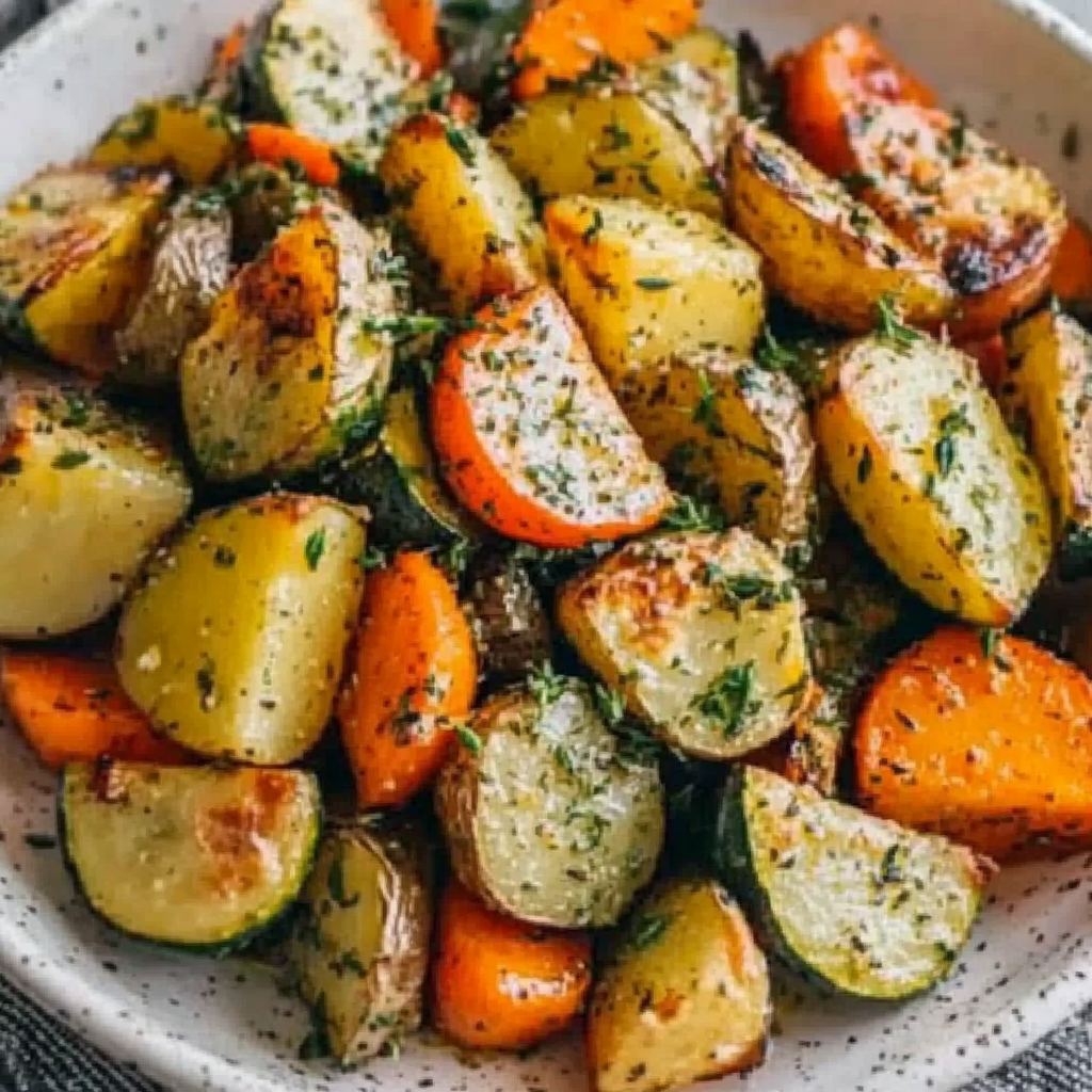 Garlic Herb Roasted Potatoes, Carrots & Zucchini