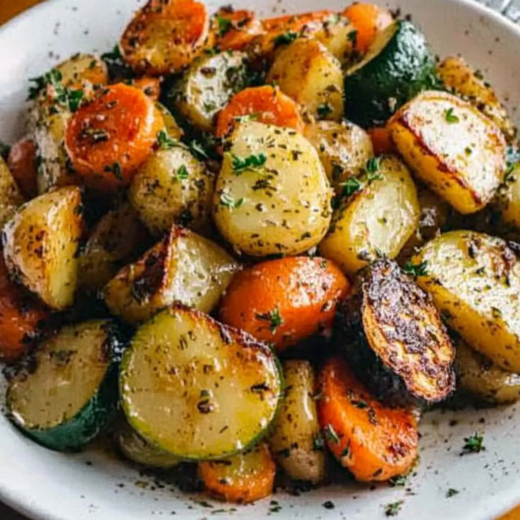 Garlic Herb Roasted Potatoes, Carrots & Zucchini