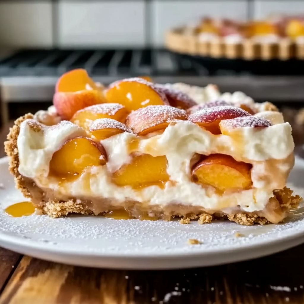 Peaches and Cream Pretzel Pie Recipe