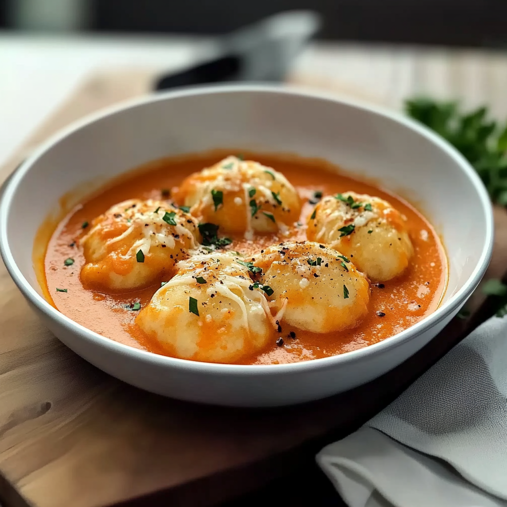 Tomato Soup with Cheddar Bay Dumplings Recipe