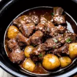 Crockpot Garlic Butter Beef Bites with Potatoes