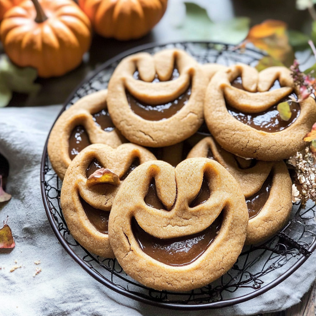 Milk Chocolate Stuffed Jack-O'-Lantern Cookies