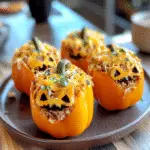 Shredded Chicken & Rice Stuffed Peppers