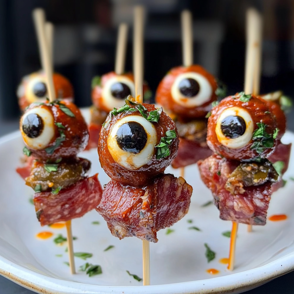 Skewered Salami Eyeballs