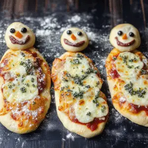 Mini Snowman Pizzas