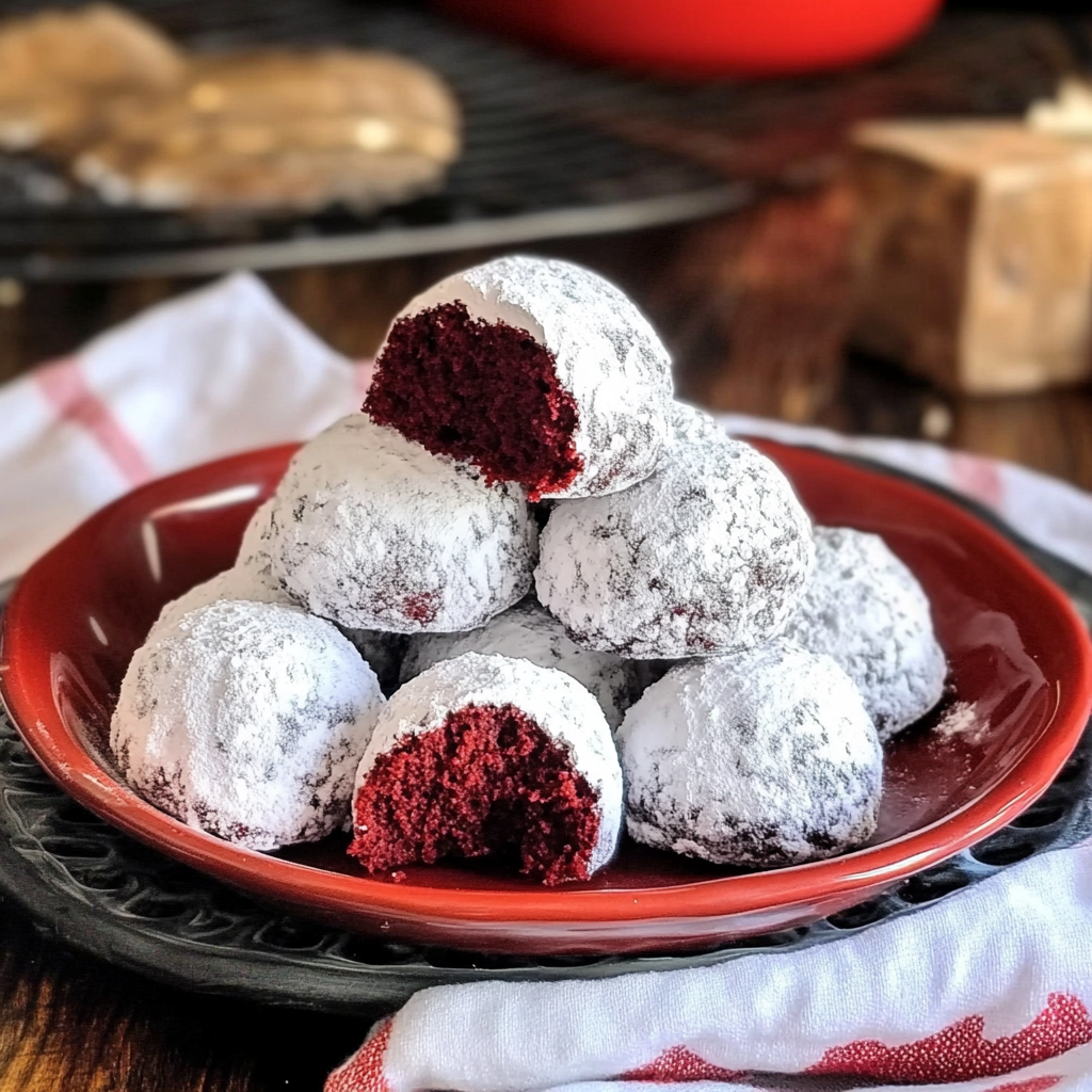 Red Velvet Snowball Cookies Recipe