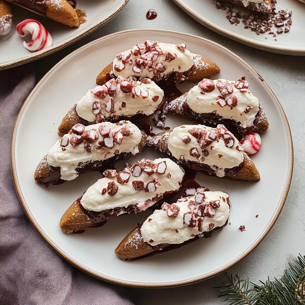 Candy Cane Crunch Peppermint Cheesecake Cannoli