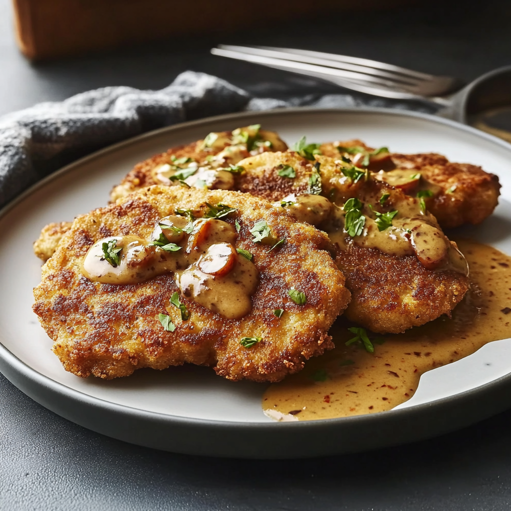 Crispy German Schnitzel with Fondue Sauce