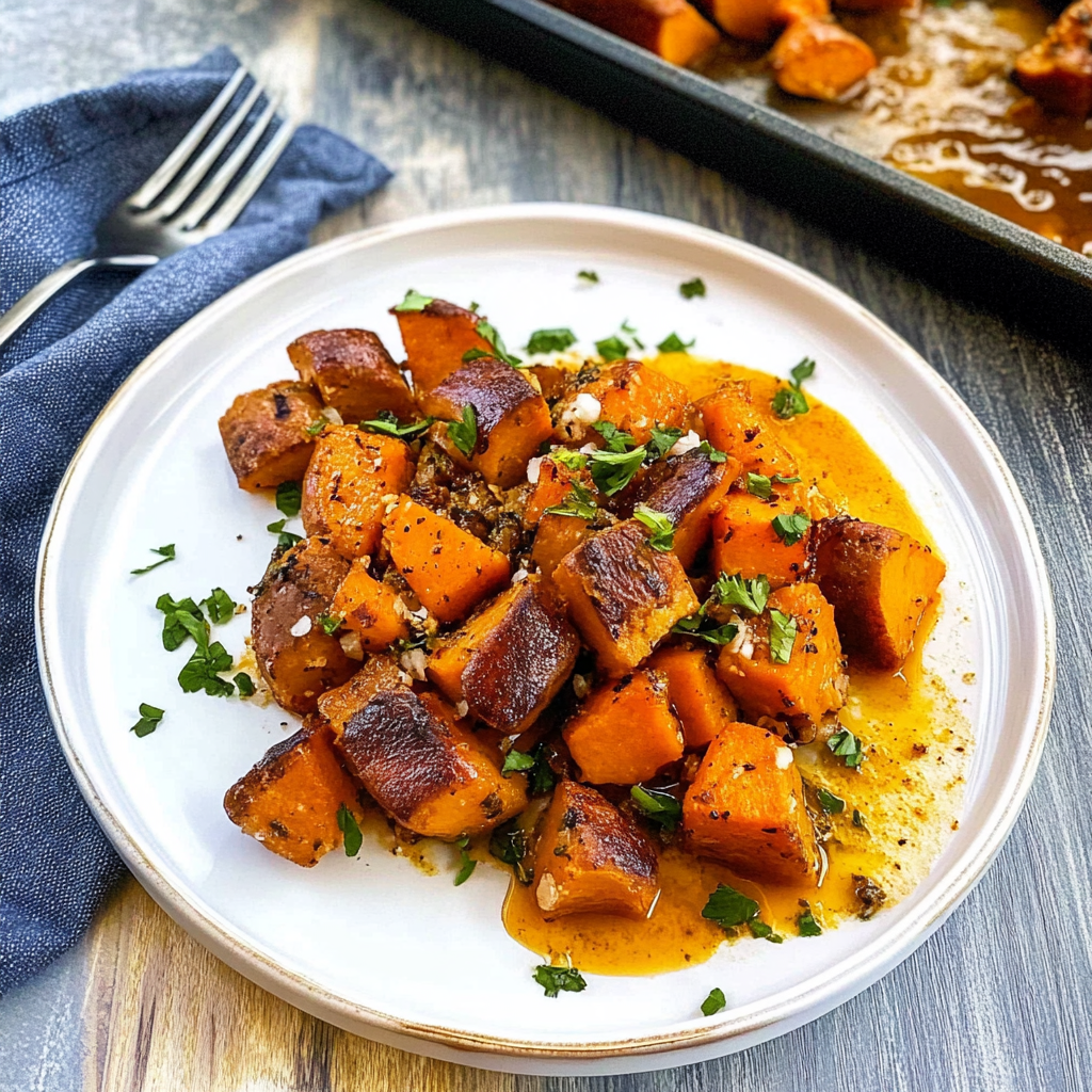 Maple Glazed Sweet Potato and Sausage Bake