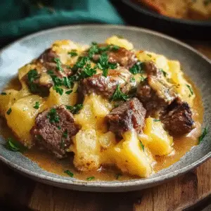 Yummy Slow Cooker Steak & Cheddar Casserole