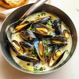 Mussels in Garlic Lemon Cream Sauce Recipe