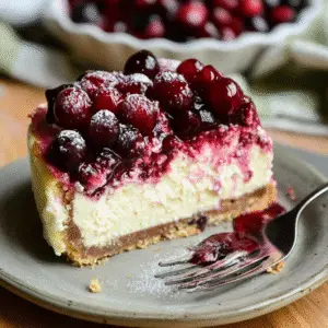 Christmas Cheesecake with Cranberry Jam