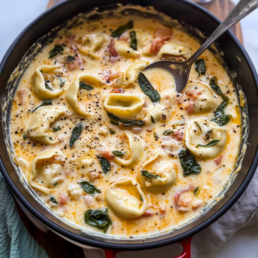 Creamy Tuscan Garlic Tortellini Soup Recipe